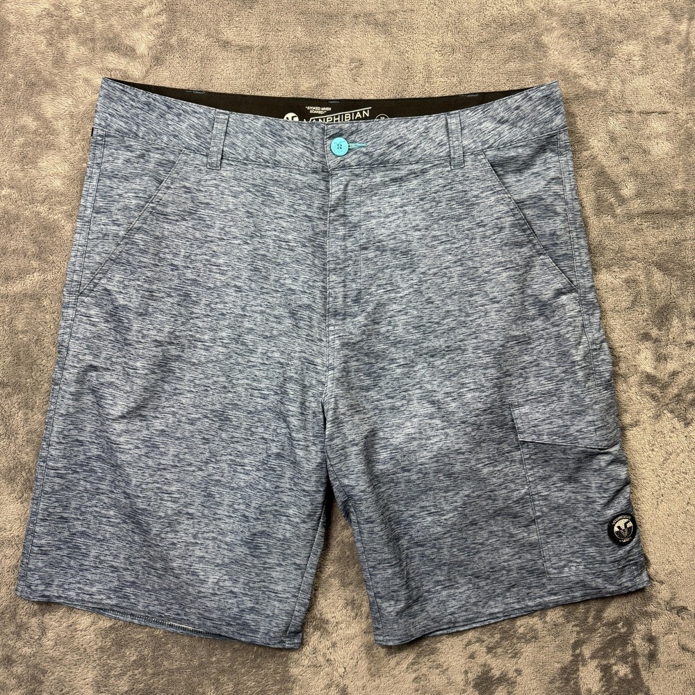 Vans Vanphibian Shorts Mens 39‎ Blue Quick Dry Swim Hybrid Boardshorts Logo